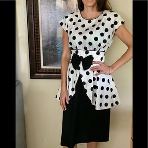 Vintage Black and White Polka Dot Cocktail Dress